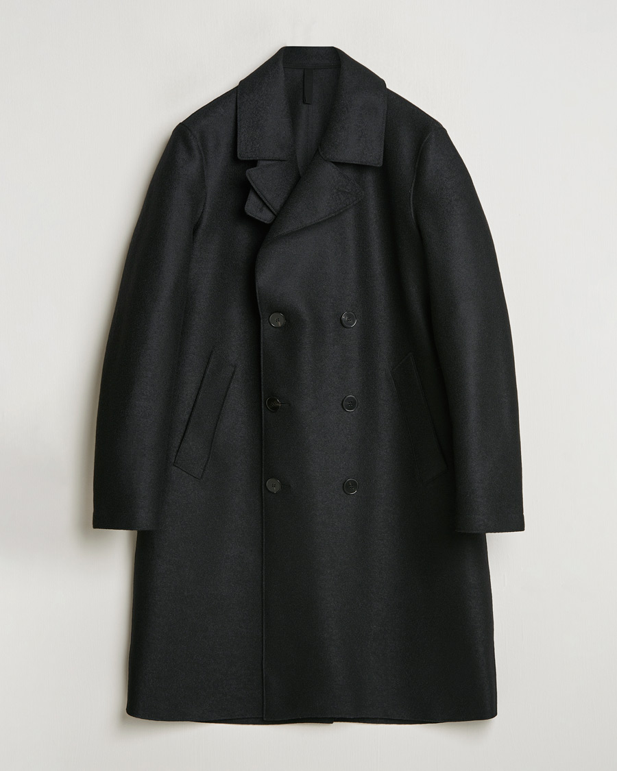 Herre | Jakker | Harris Wharf London | Pressed Wool Long Peacoat Black