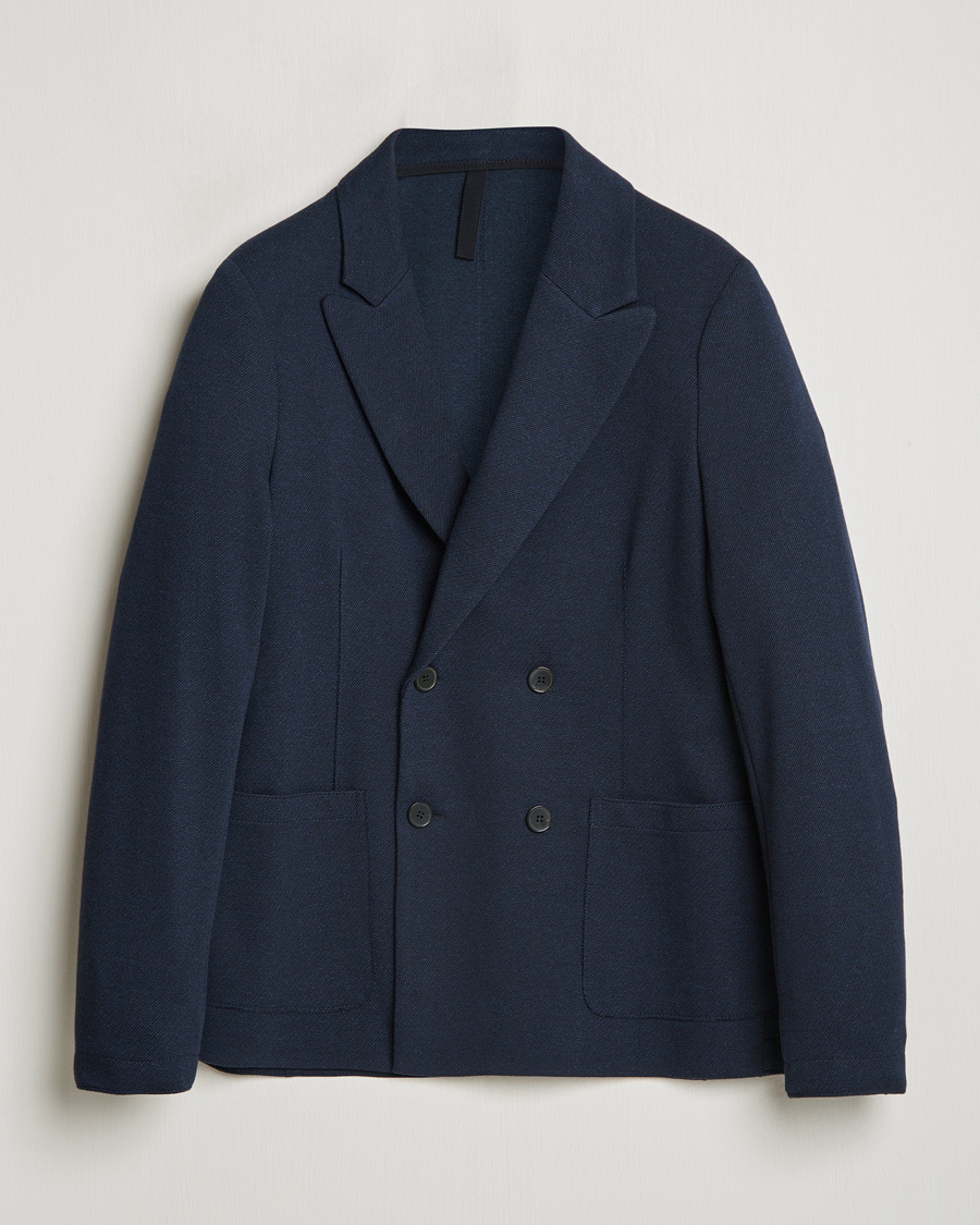 Herre | Dressjakker | Harris Wharf London | Double Breasted Peak Lapel Jersey Blazer Navy Twill