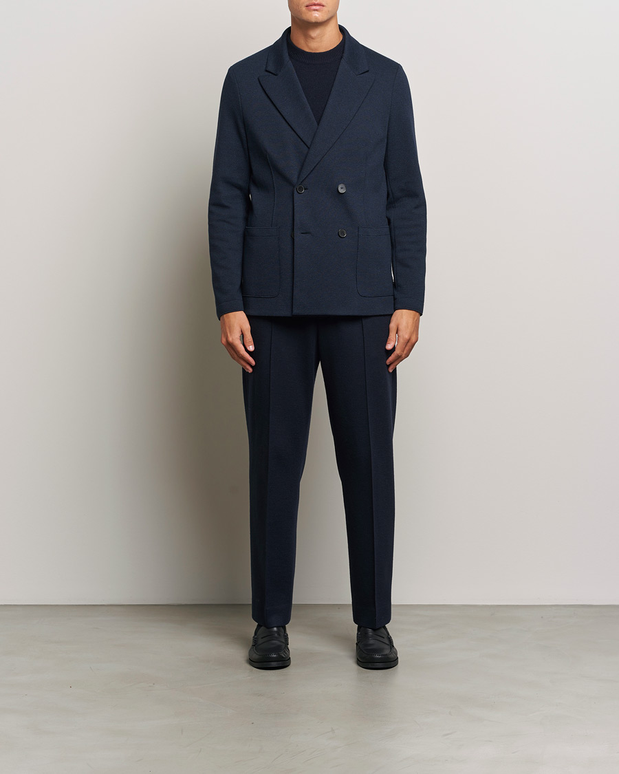 Herre | Dressjakker | Harris Wharf London | Double Breasted Peak Lapel Jersey Blazer Navy Twill