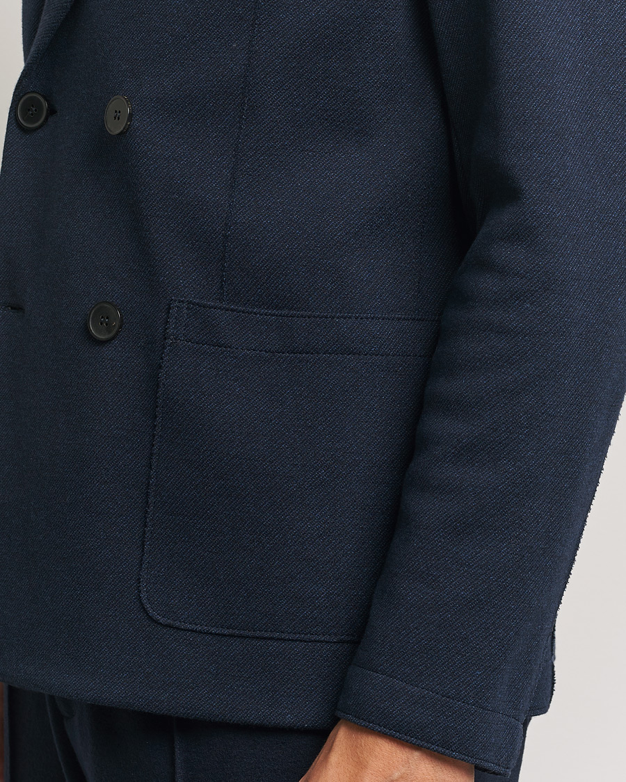 Herre | Dressjakker | Harris Wharf London | Double Breasted Peak Lapel Jersey Blazer Navy Twill