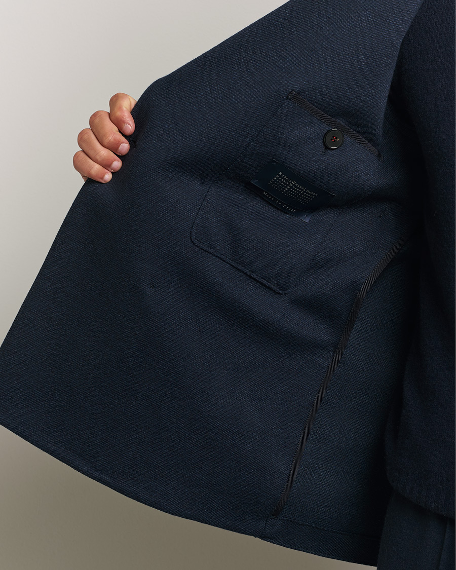 Herre | Dressjakker | Harris Wharf London | Double Breasted Peak Lapel Jersey Blazer Navy Twill