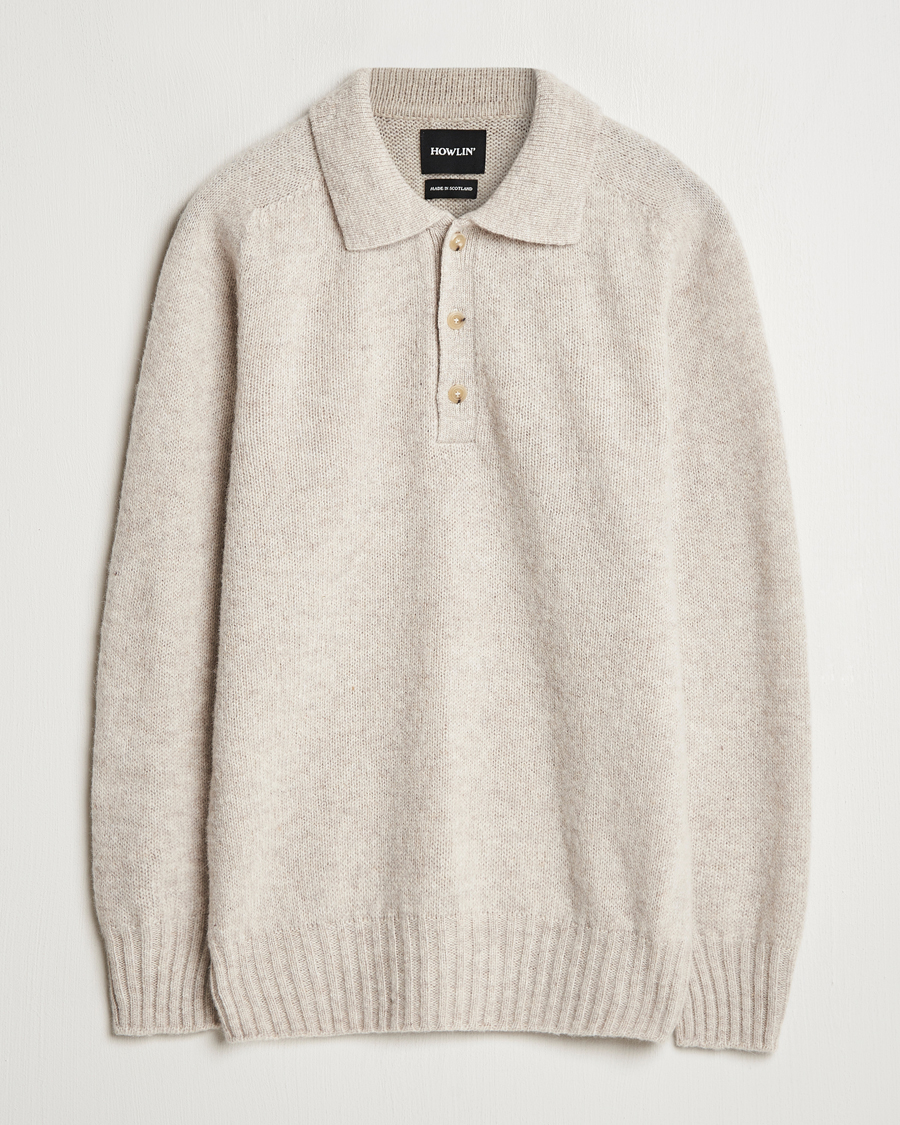 Herre | Gensere | Howlin' | Brushed Wool Polo Cosmic Latte