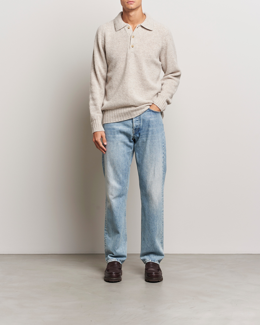 Herre | Gensere | Howlin' | Brushed Wool Polo Cosmic Latte