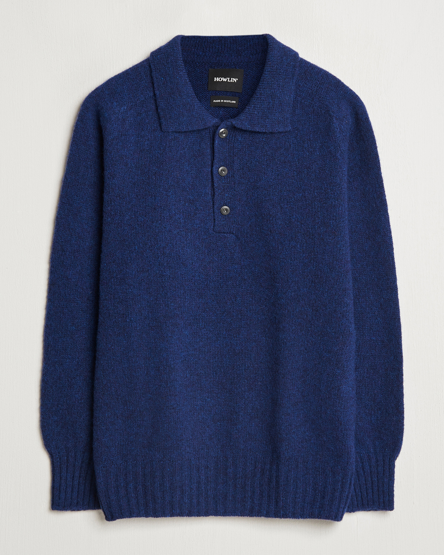 Herre | Gensere | Howlin' | Brushed Wool Polo Magic Blue