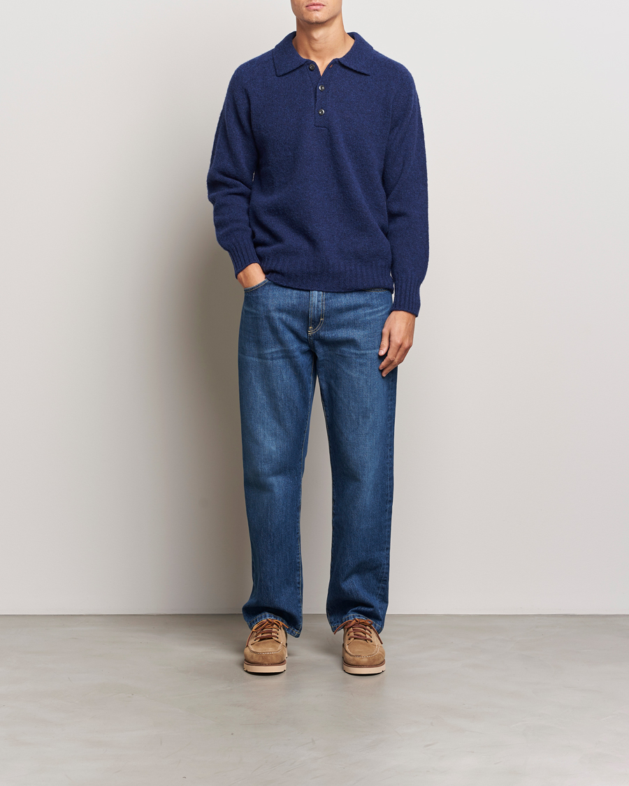 Herre | Gensere | Howlin' | Brushed Wool Polo Magic Blue