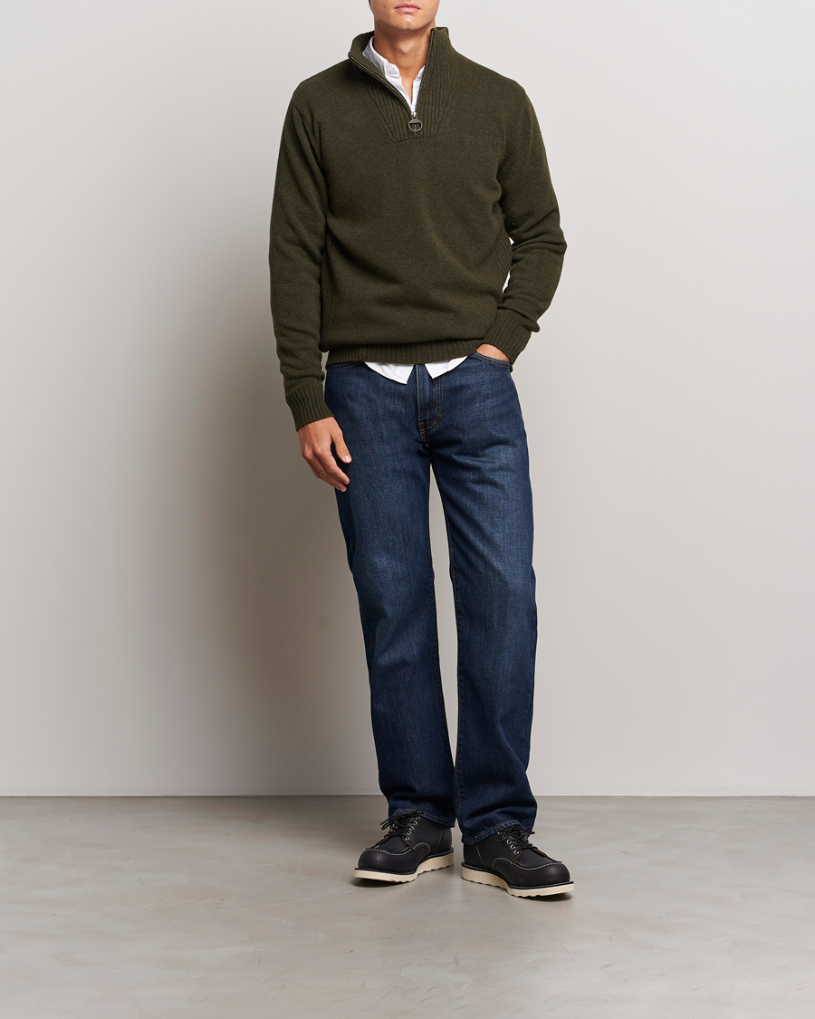 Herre | Gensere | Barbour Lifestyle | Essential Lambswool Half Zip Seaweed