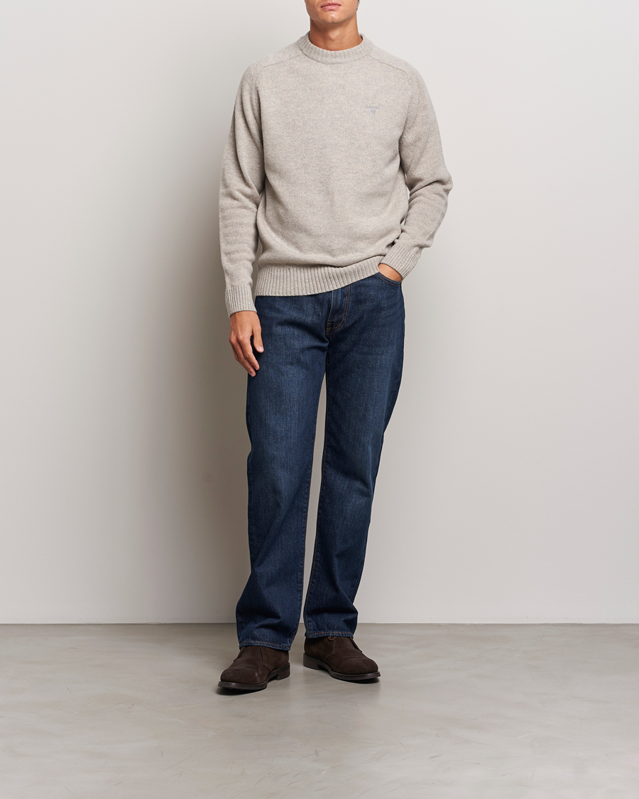 Herre | Gensere | Barbour Lifestyle | Grangetown Lambswool Crewneck Light Grey Marl