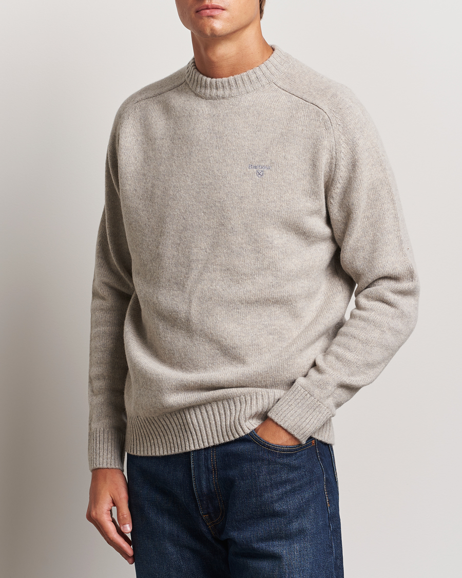 Herre | Gensere | Barbour Lifestyle | Grangetown Lambswool Crewneck Light Grey Marl