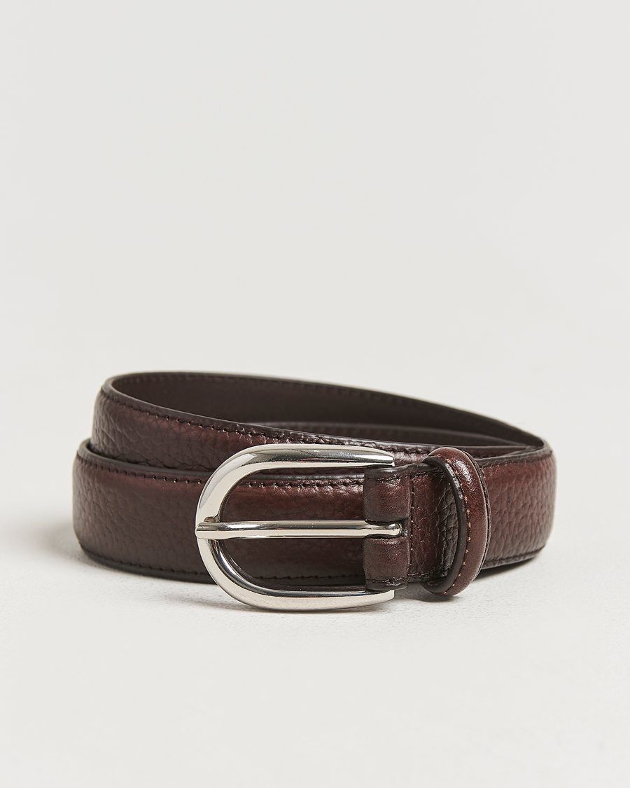 Herre | Belter | Loake Shoemakers | Loake 1880 Harry Grained Leather Belt Dark Brown