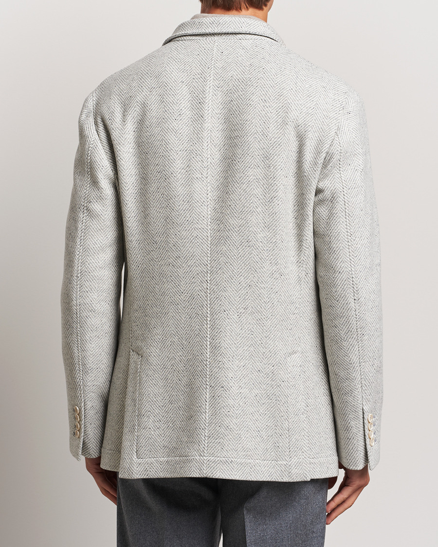 Herre | Jakker | Brunello Cucinelli | Cashmere Herringbone City Jacket Pearl Grey