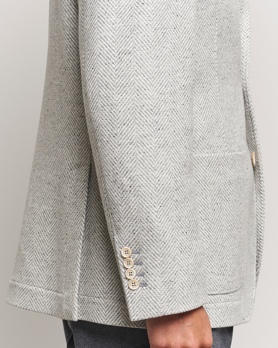 Herre | Jakker | Brunello Cucinelli | Cashmere Herringbone City Jacket Pearl Grey