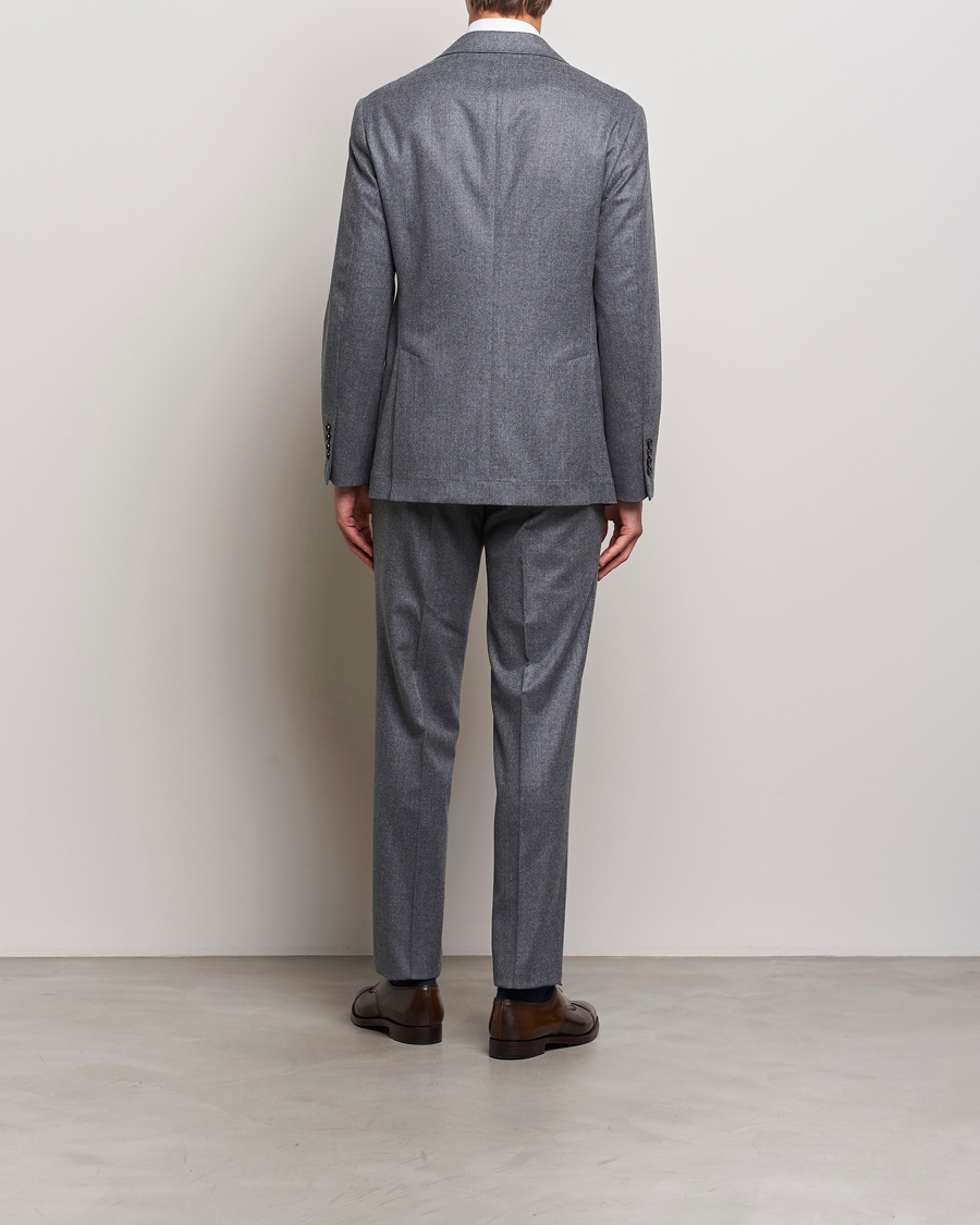 Herre | Brunello Cucinelli Single Breasted Flannel Suit Grey Melange | Brunello Cucinelli | Single Breasted Flannel Suit Grey Melange