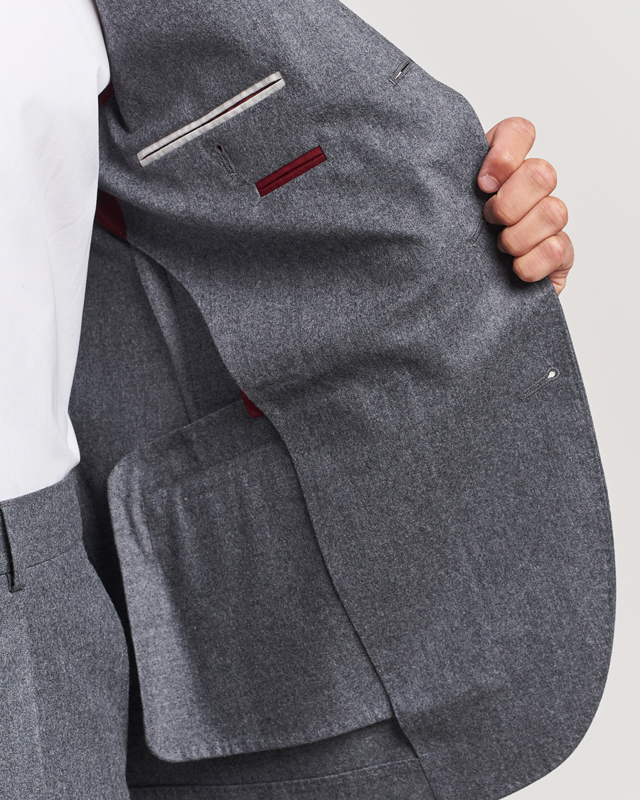 Herre | Brunello Cucinelli Single Breasted Flannel Suit Grey Melange | Brunello Cucinelli | Single Breasted Flannel Suit Grey Melange