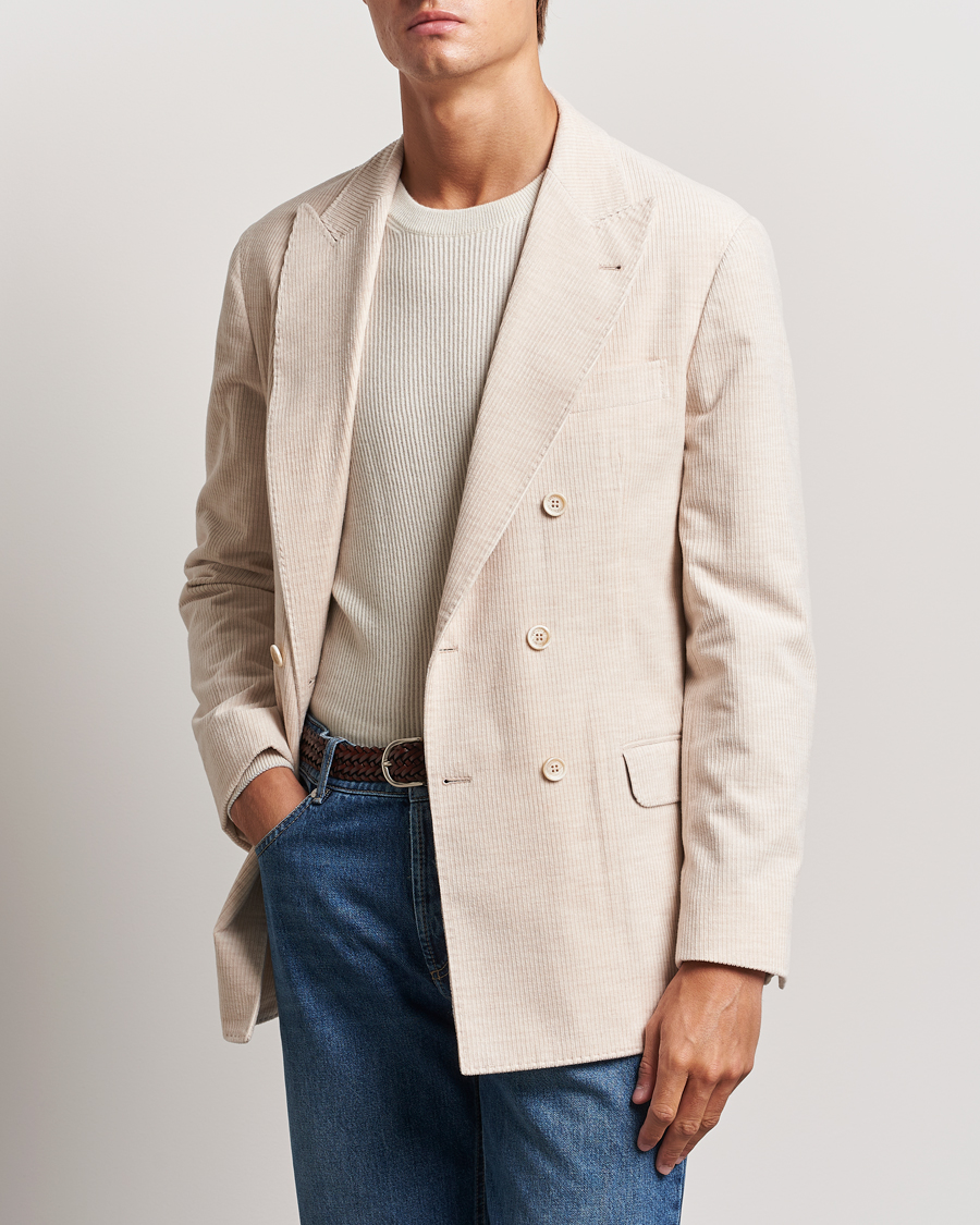 Herre | Dressjakker | Brunello Cucinelli | Double Breasted Cashmere Corduroy Blazer Sand