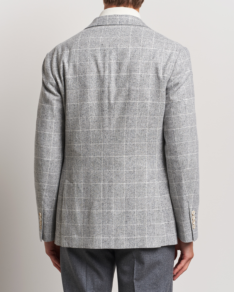 Herre | Dressjakker | Brunello Cucinelli | Single Breasted Check Blazer Pearl Grey