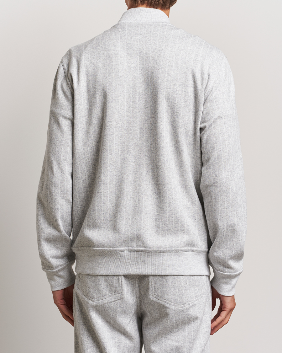 Herre | Gensere | Brunello Cucinelli | Soft Pinstripe Full Zip Sweater Pearl Grey
