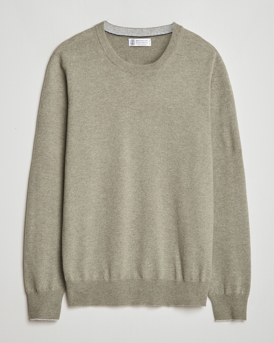 Herre | Gensere | Brunello Cucinelli | 2 Ply Cashmere Pullover Olive