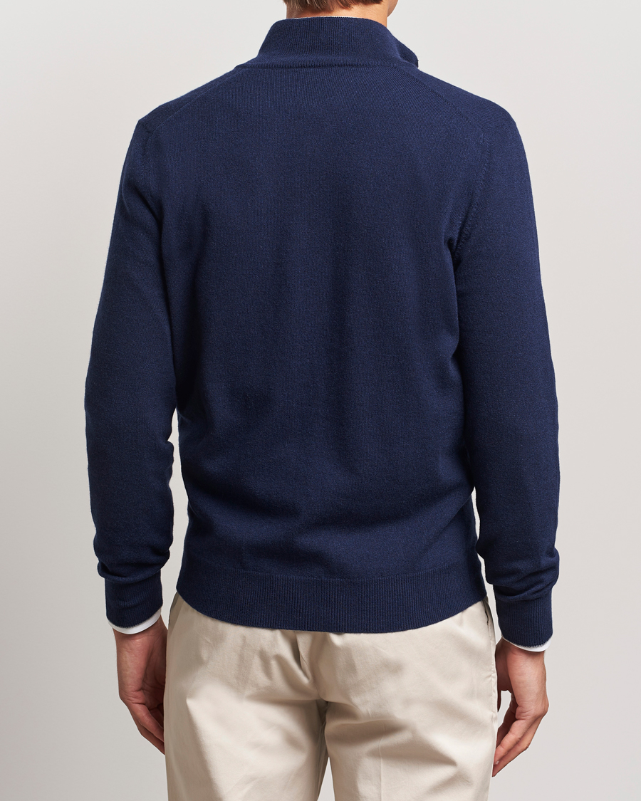 Herre | Gensere | Brunello Cucinelli | 2 Ply Cashmere Half Zip Navy