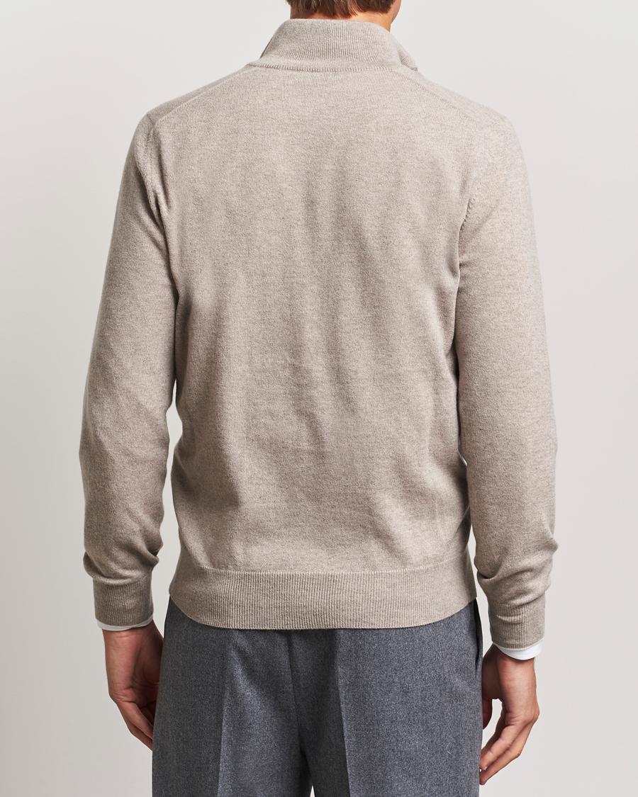 Herre | Gensere | Brunello Cucinelli | 2 Ply Cashmere Half Zip Beige