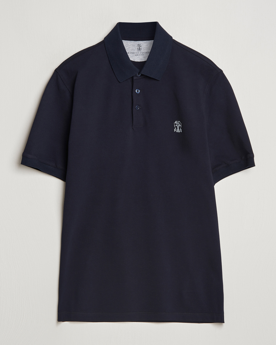 Herre | Pikéer | Brunello Cucinelli | Short Sleeve Logo Polo Navy