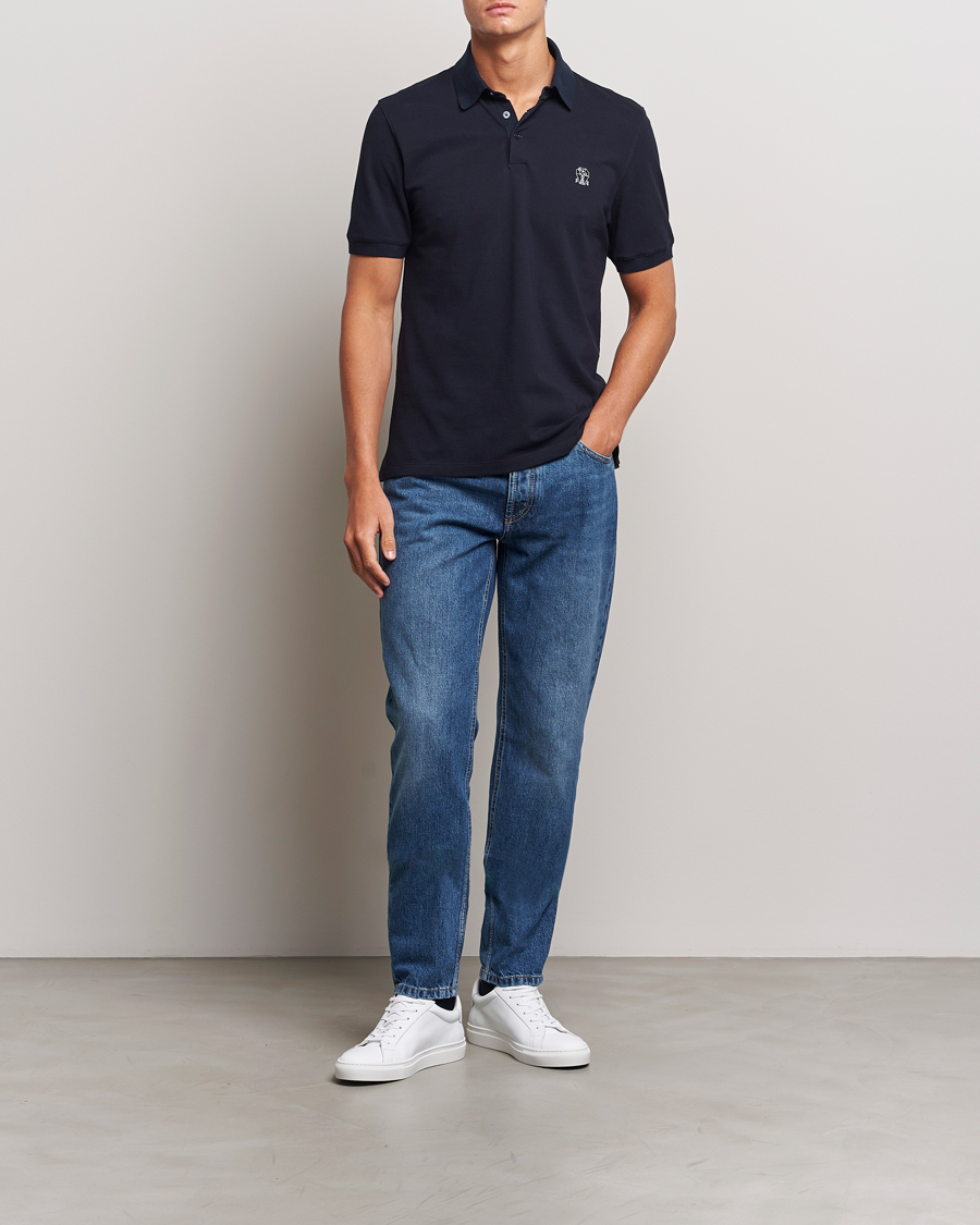 Herre | Pikéer | Brunello Cucinelli | Short Sleeve Logo Polo Navy