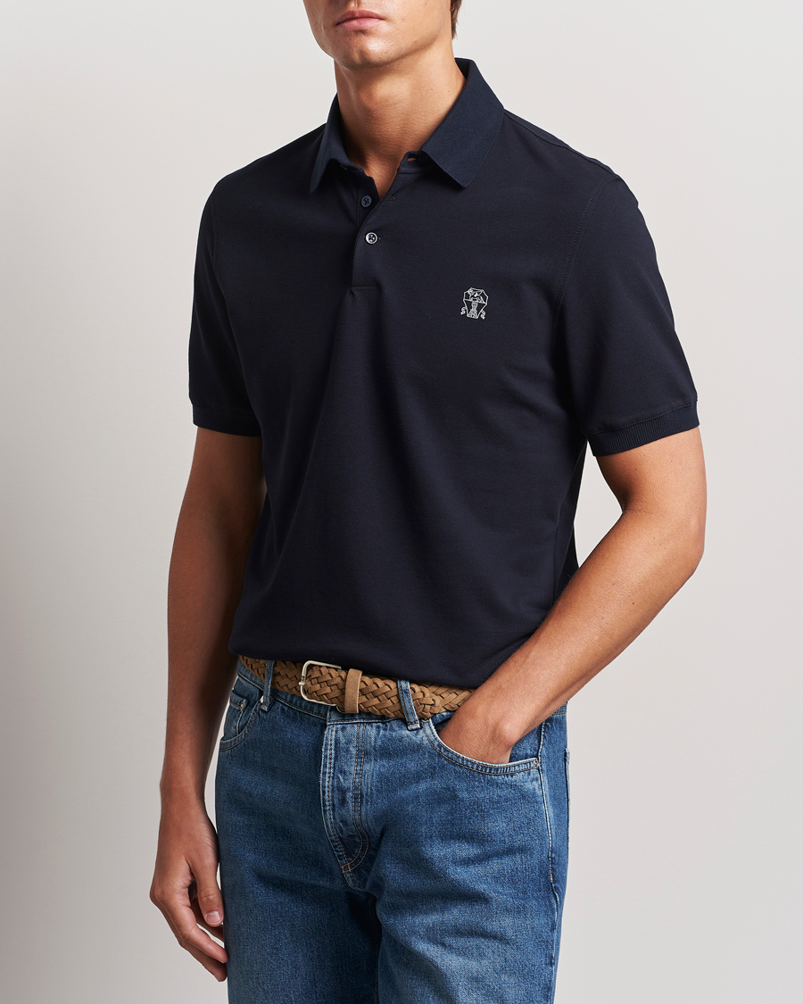 Herre | Pikéer | Brunello Cucinelli | Short Sleeve Logo Polo Navy