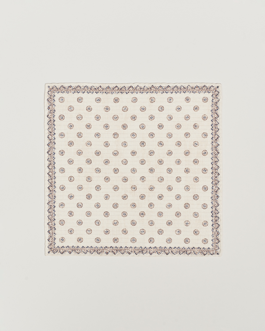 Herre | Brunello Cucinelli Printed Silk Pocket Square Ivory | Brunello Cucinelli | Printed Silk Pocket Square Ivory