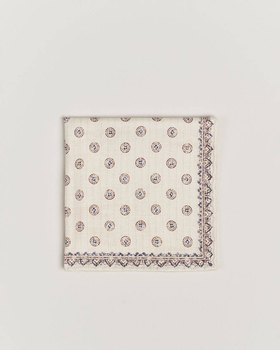Herre | Brunello Cucinelli Printed Silk Pocket Square Ivory | Brunello Cucinelli | Printed Silk Pocket Square Ivory