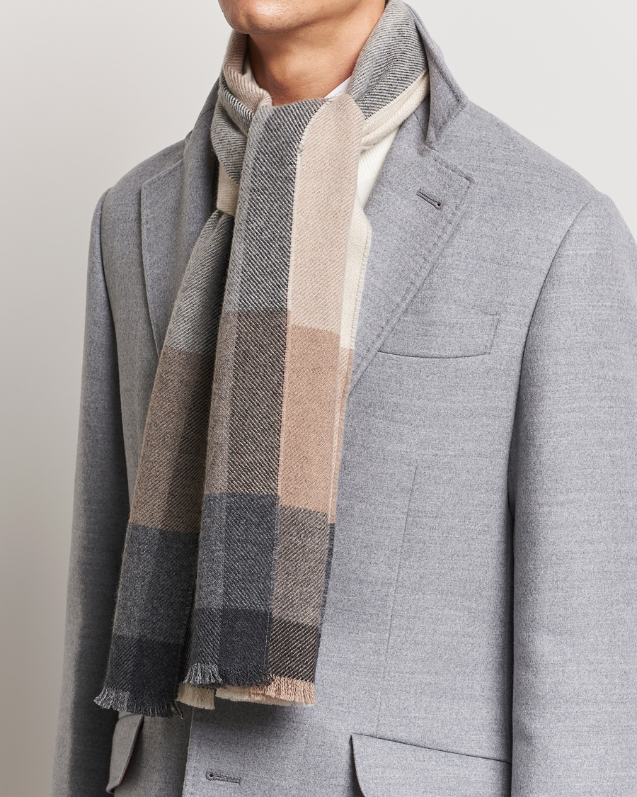 Herre | Brunello Cucinelli Wool/Cashmere Scarf Grey/Beige | Brunello Cucinelli | Wool/Cashmere Scarf Grey/Beige
