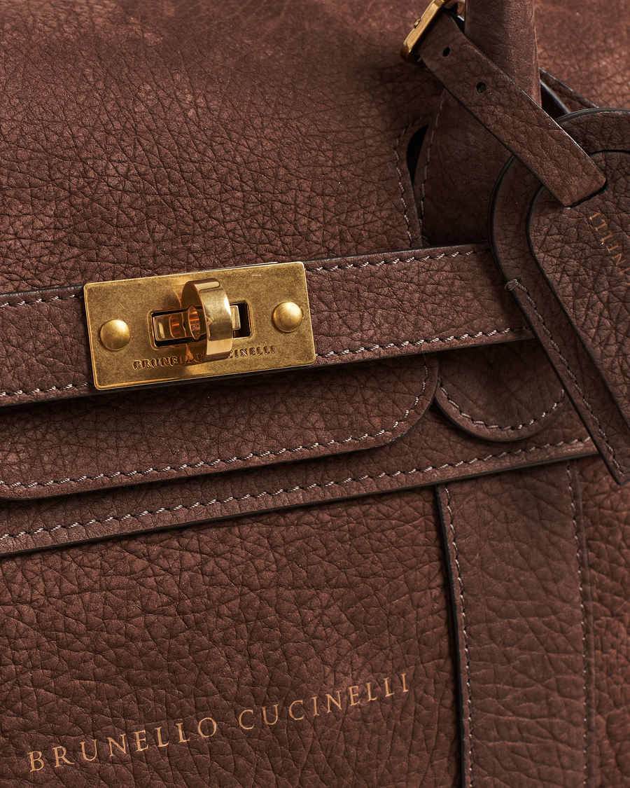 Herre | Brunello Cucinelli Grain Leather Holdall Dark Brown | Brunello Cucinelli | Grain Leather Holdall Dark Brown