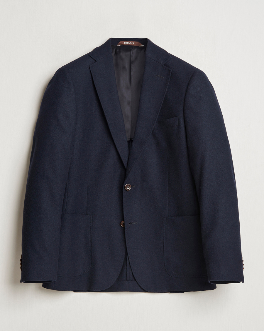 Herre | Dressjakker | Morris | Flannel Wool Blazer Navy