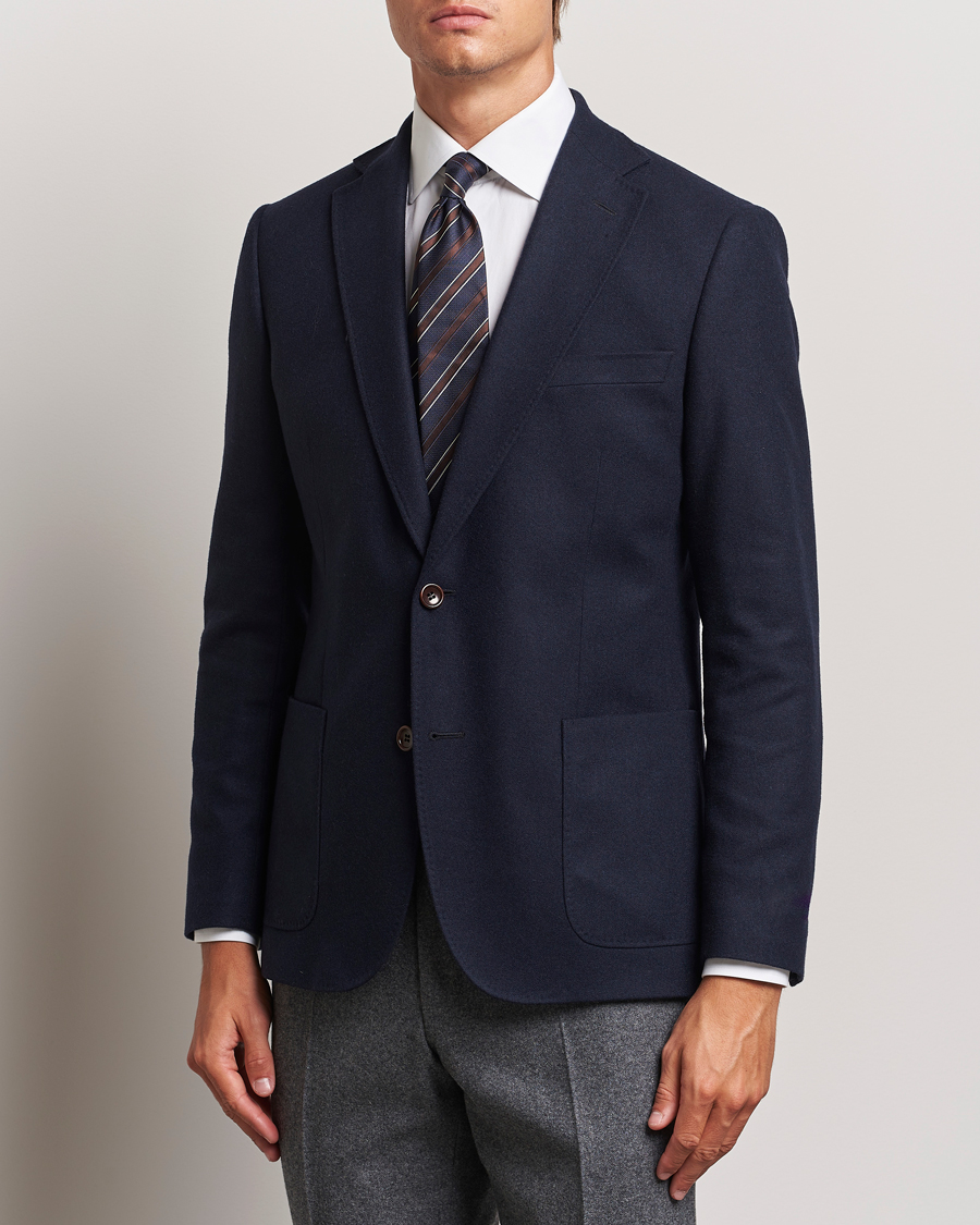 Herre | Dressjakker | Morris | Flannel Wool Blazer Navy