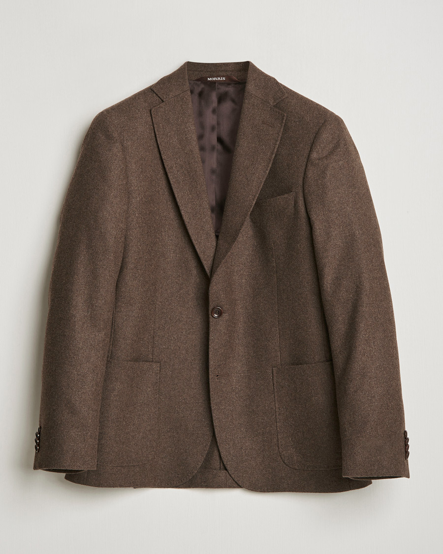 Herre | Dressjakker | Morris | Flannel Wool Blazer Brown