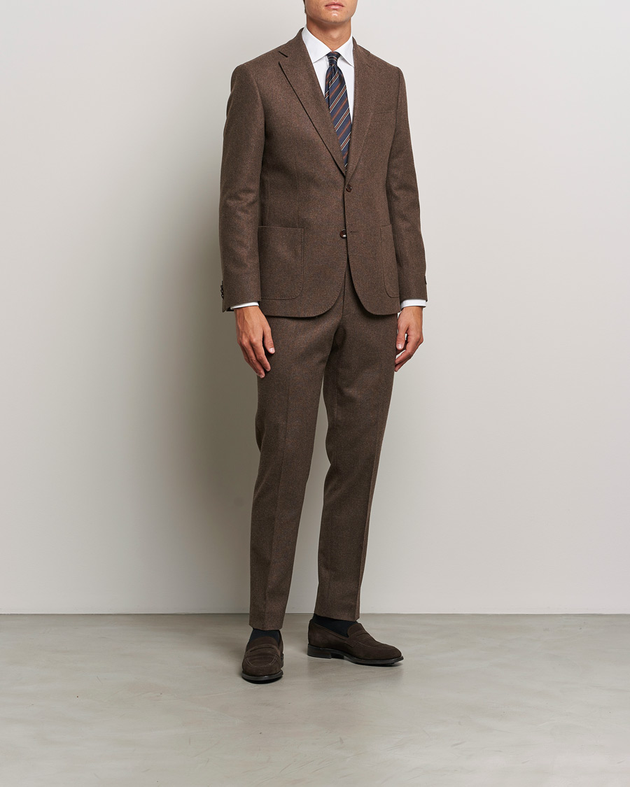 Herre | Dressjakker | Morris | Flannel Wool Blazer Brown