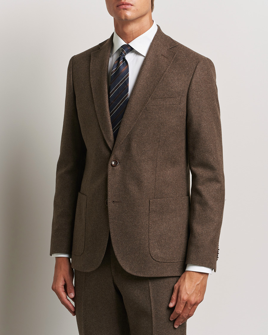 Herre | Dressjakker | Morris | Flannel Wool Blazer Brown