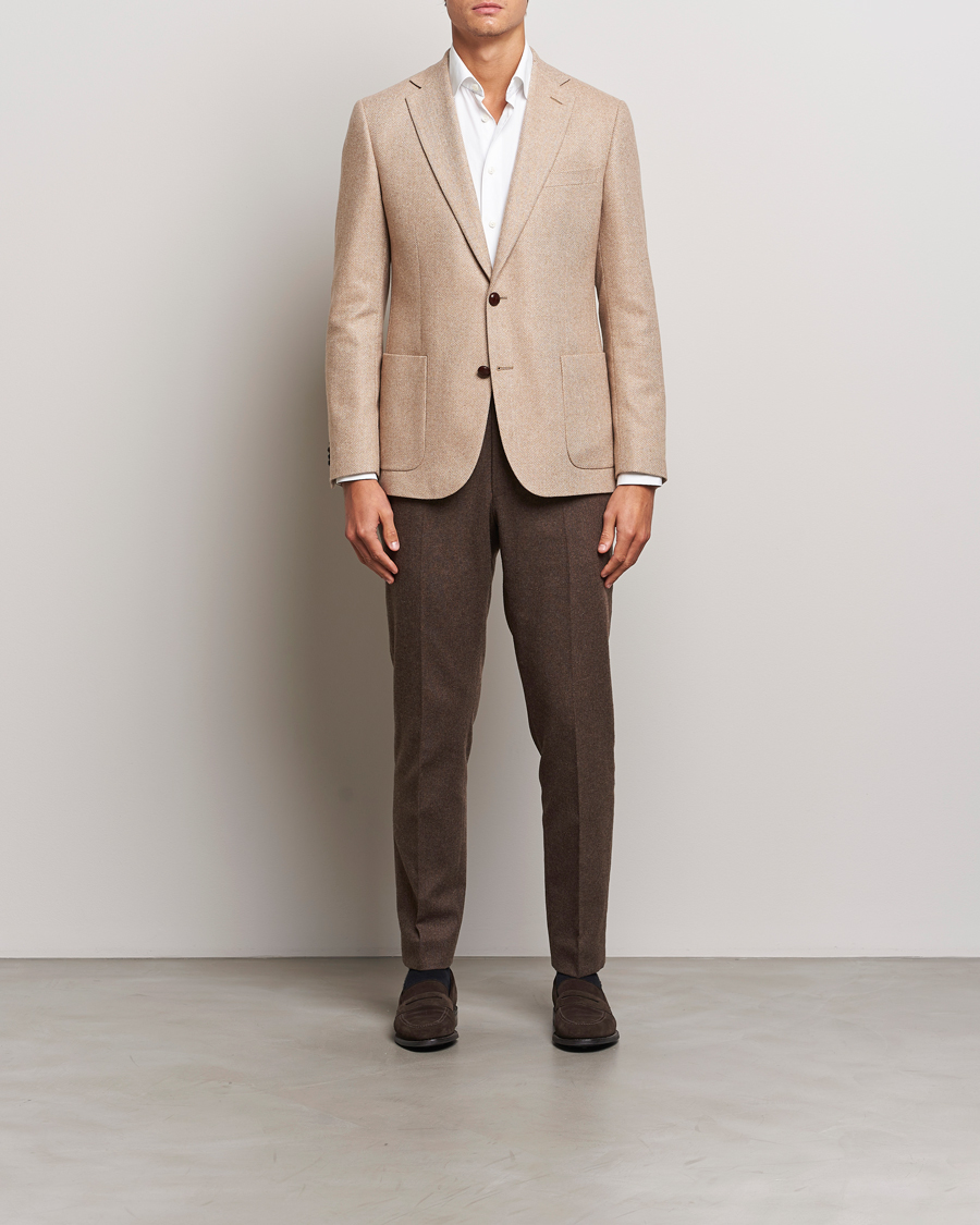 Herre | Dressjakker | Morris | Tweed Herringbone Blazer Brown
