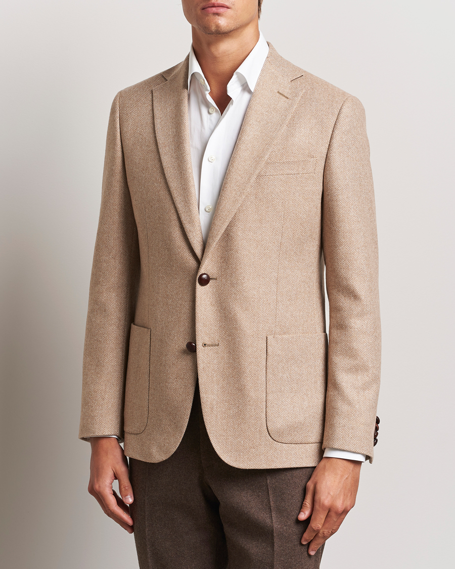 Herre | Dressjakker | Morris | Tweed Herringbone Blazer Brown