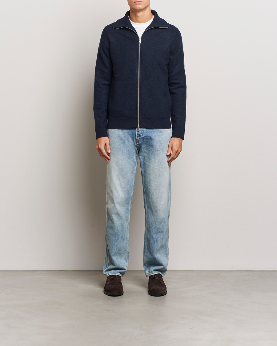 Herre | Gensere | Morris | York Knitted Zip Jacket Navy