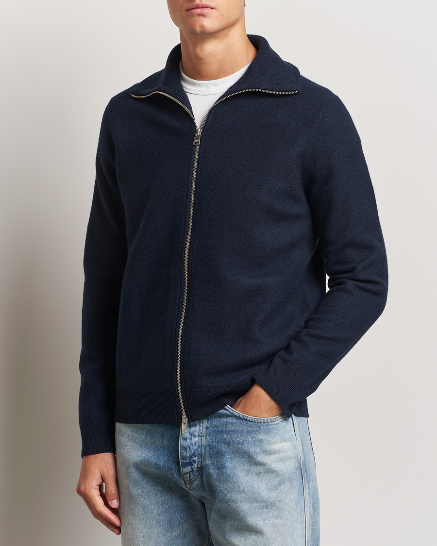Herre | Gensere | Morris | York Knitted Zip Jacket Navy