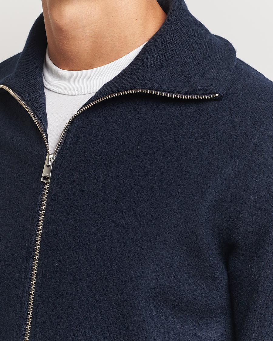 Herre | Gensere | Morris | York Knitted Zip Jacket Navy