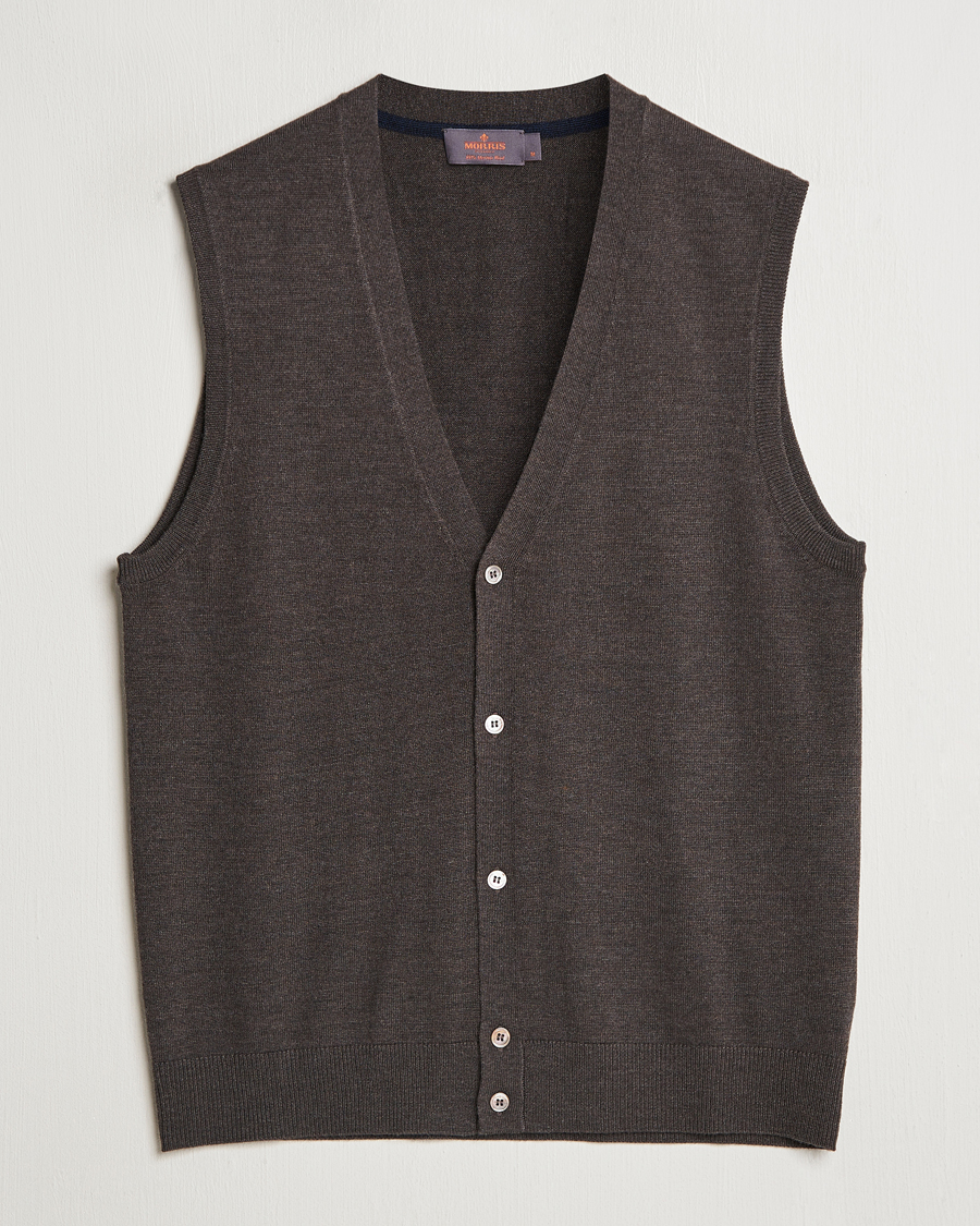 Herre | Gensere | Morris | Merino Slipover Vest Brown