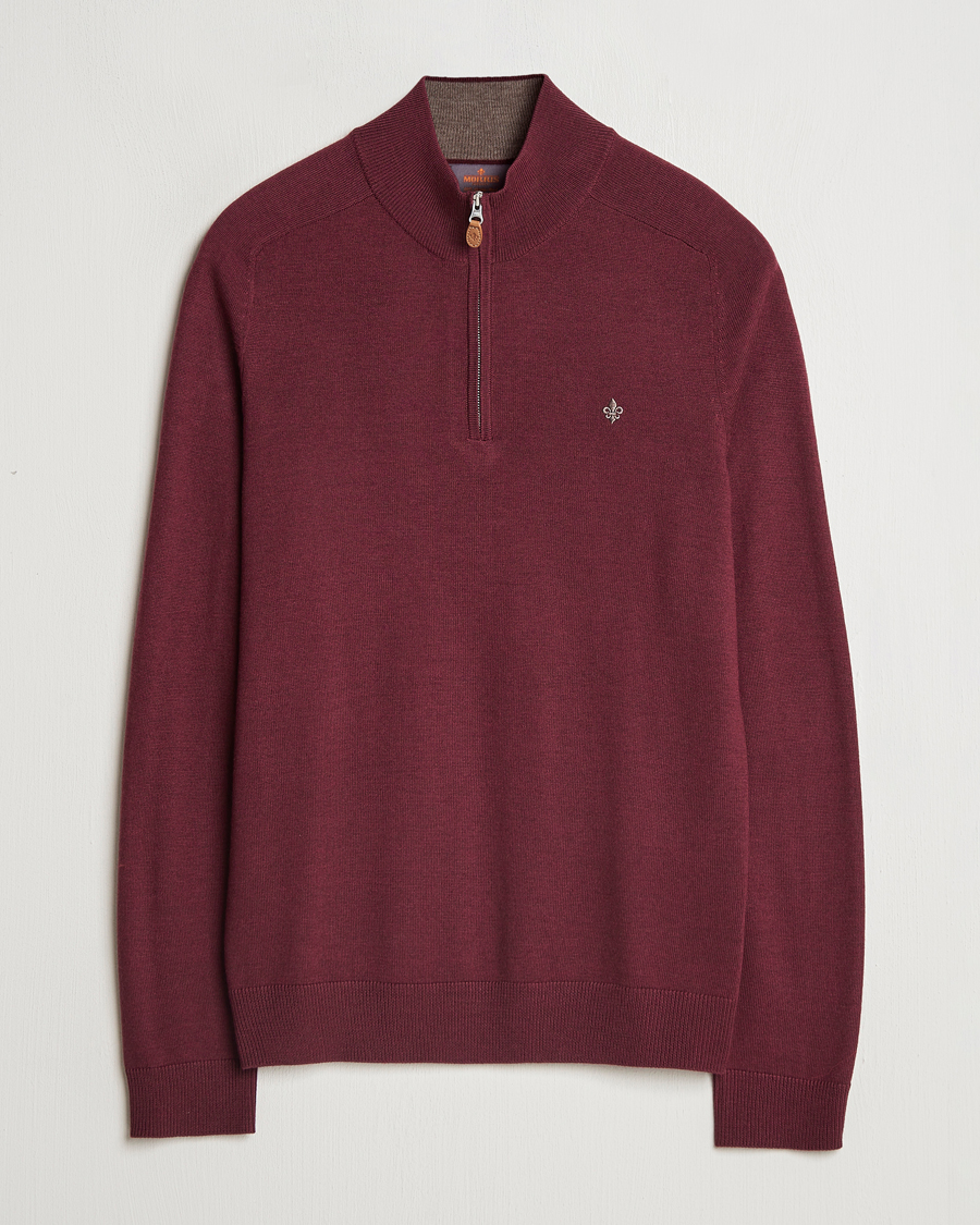 Herre | Gensere | Morris | John Merino Half Zip Wine Red