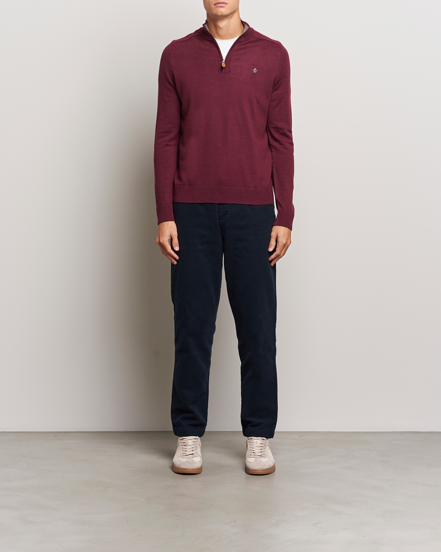 Herre | Gensere | Morris | John Merino Half Zip Wine Red