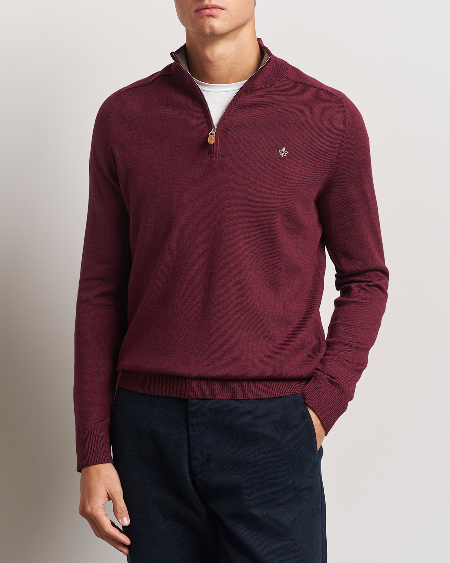 Herre | Gensere | Morris | John Merino Half Zip Wine Red