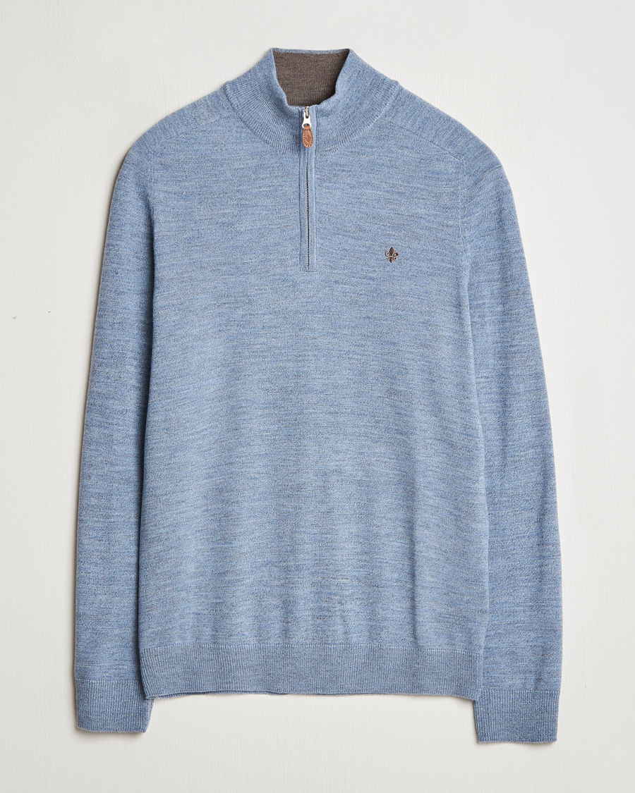 Herre | Gensere | Morris | John Merino Half Zip Light Blue