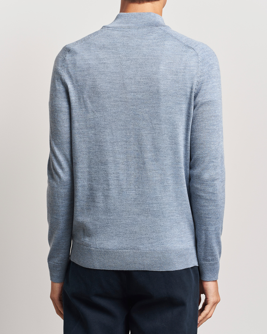 Herre | Gensere | Morris | John Merino Half Zip Light Blue