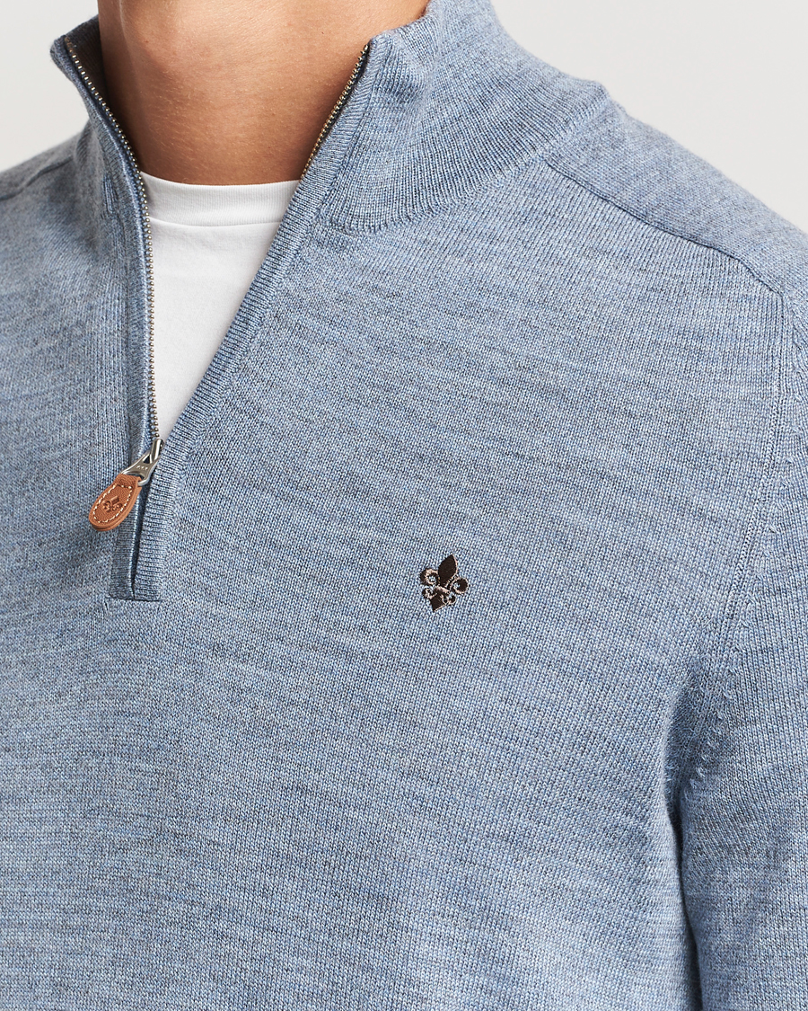 Herre | Gensere | Morris | John Merino Half Zip Light Blue
