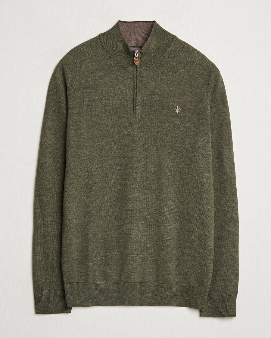 Herre | Gensere | Morris | John Merino Half Zip Olive