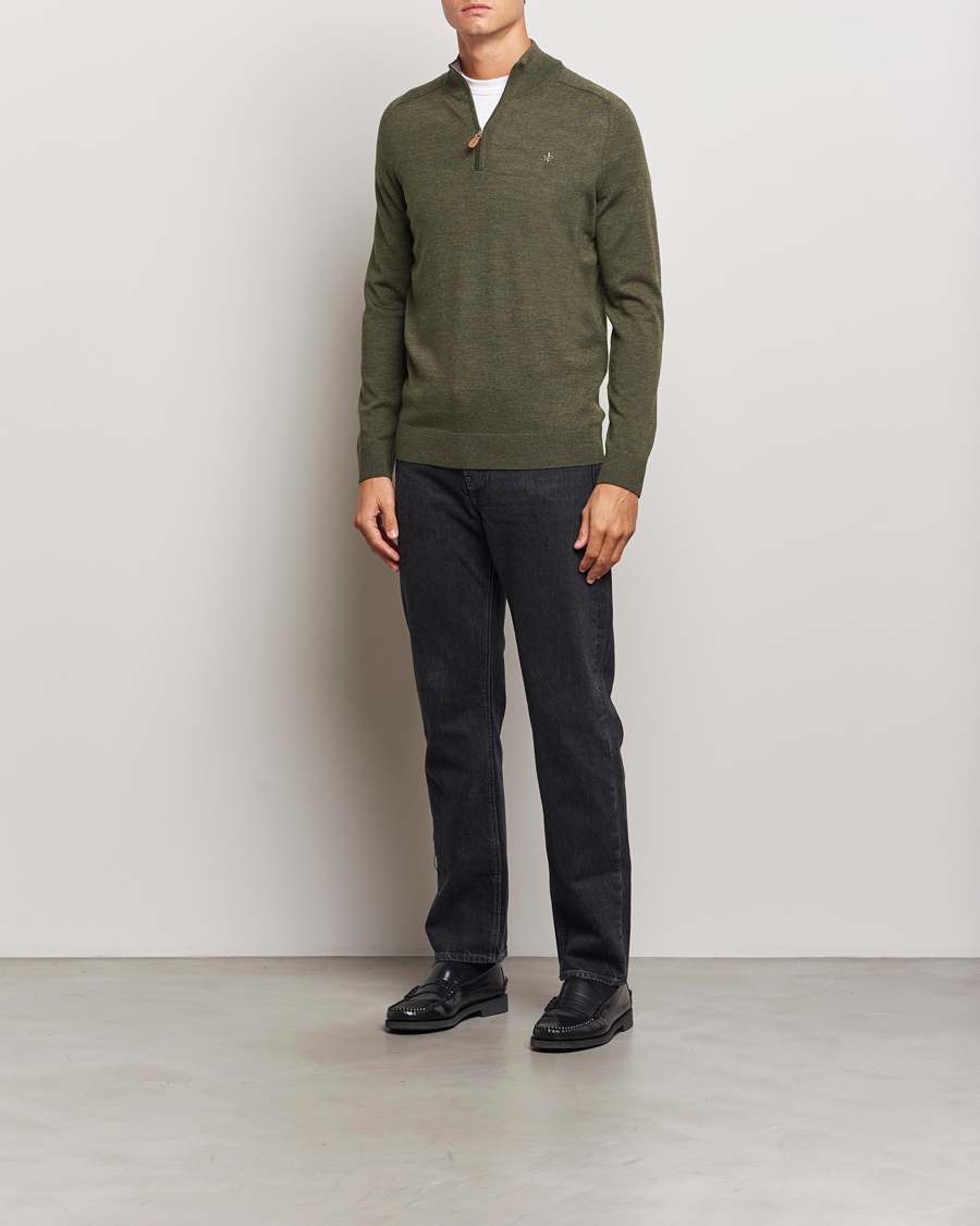 Herre | Gensere | Morris | John Merino Half Zip Olive