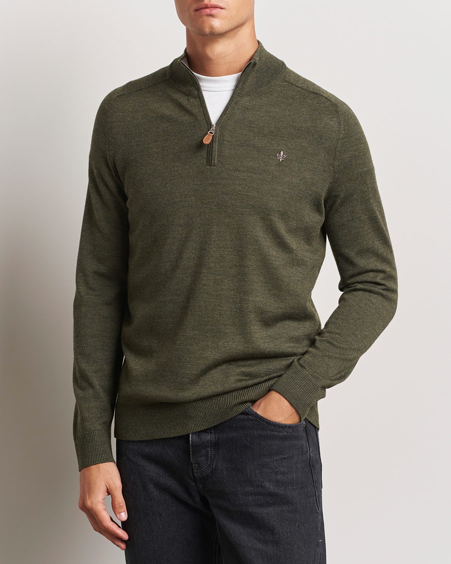 Herre | Gensere | Morris | John Merino Half Zip Olive